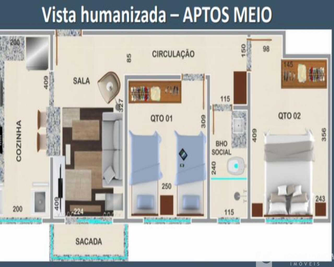 Apartamento à venda com 2 quartos, 49m² - Foto 3