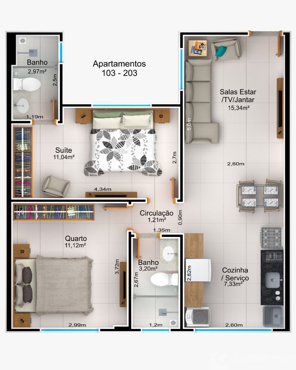 Apartamento à venda com 2 quartos, 53m² - Foto 4