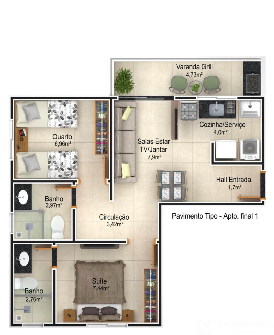 Apartamento à venda com 2 quartos, 50m² - Foto 3