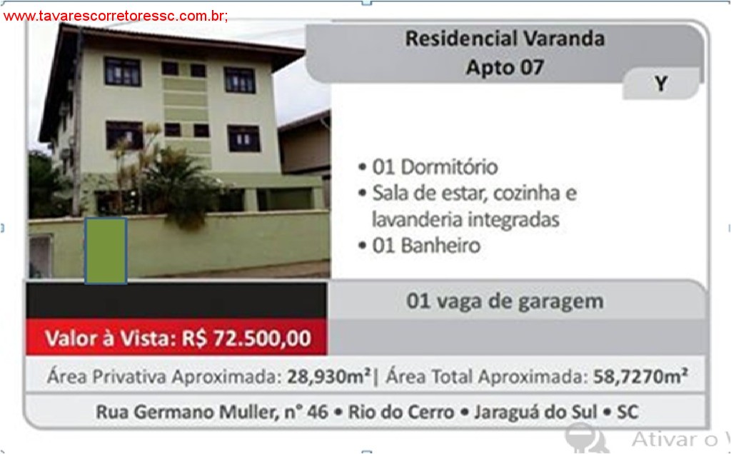 Vendo/troco aptos de área privativa 28,93 m²  e área total de 58,73 m²-Rio do Cerro- Jaraguá do Sul.   Valor R$ 72.500,00 Avista! Aceita-se carro + $;