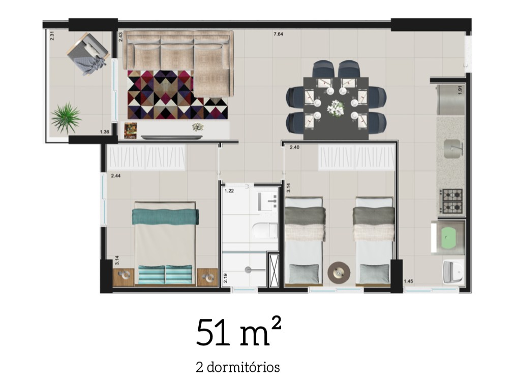 Apartamento à venda com 2 quartos, 44m² - Foto 5