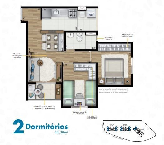 Apartamento à venda com 2 quartos, 45m² - Foto 12