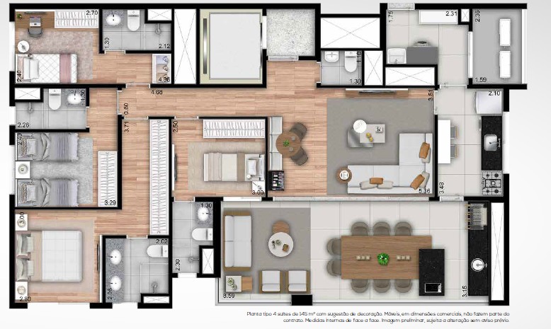 Apartamento à venda com 4 quartos, 146m² - Foto 4