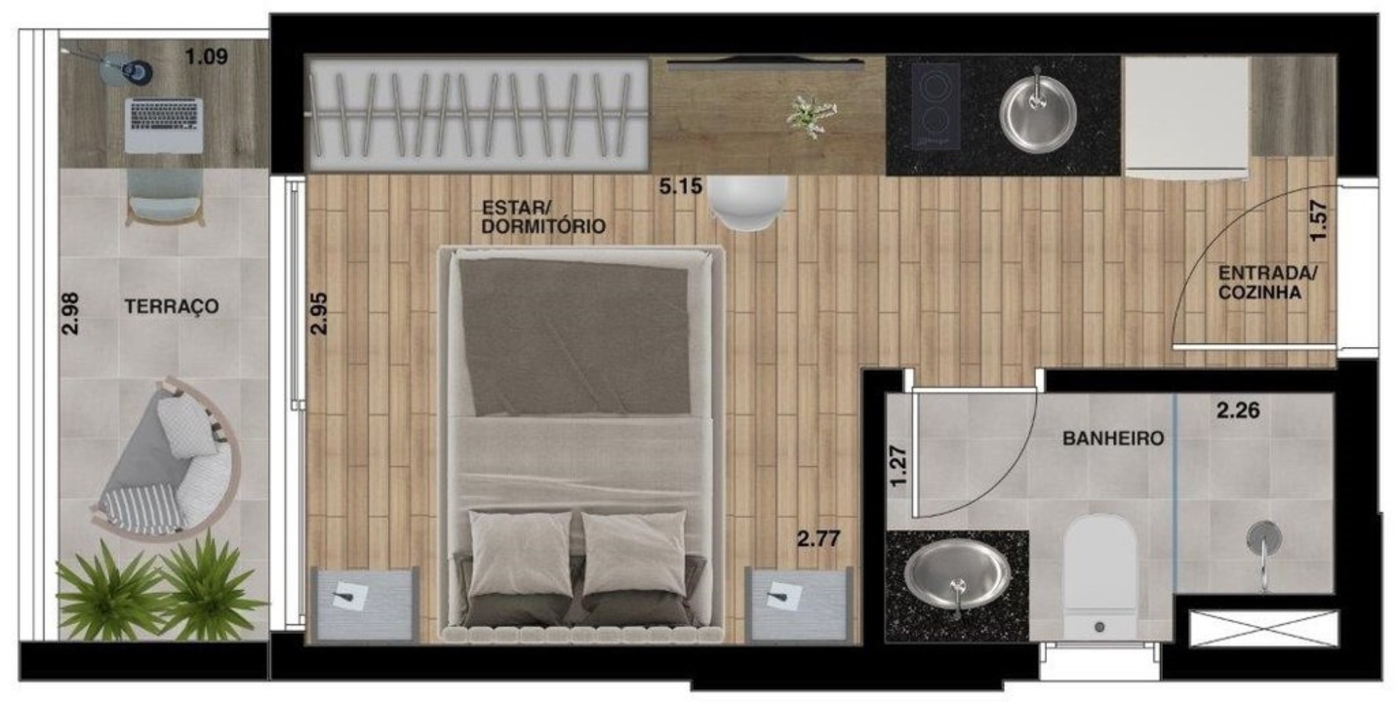 Apartamento à venda com 1 quarto, 26m² - Foto 8