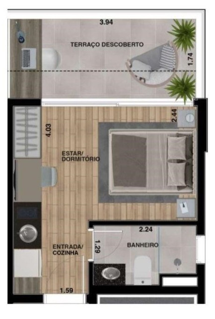 Apartamento à venda com 1 quarto, 26m² - Foto 9