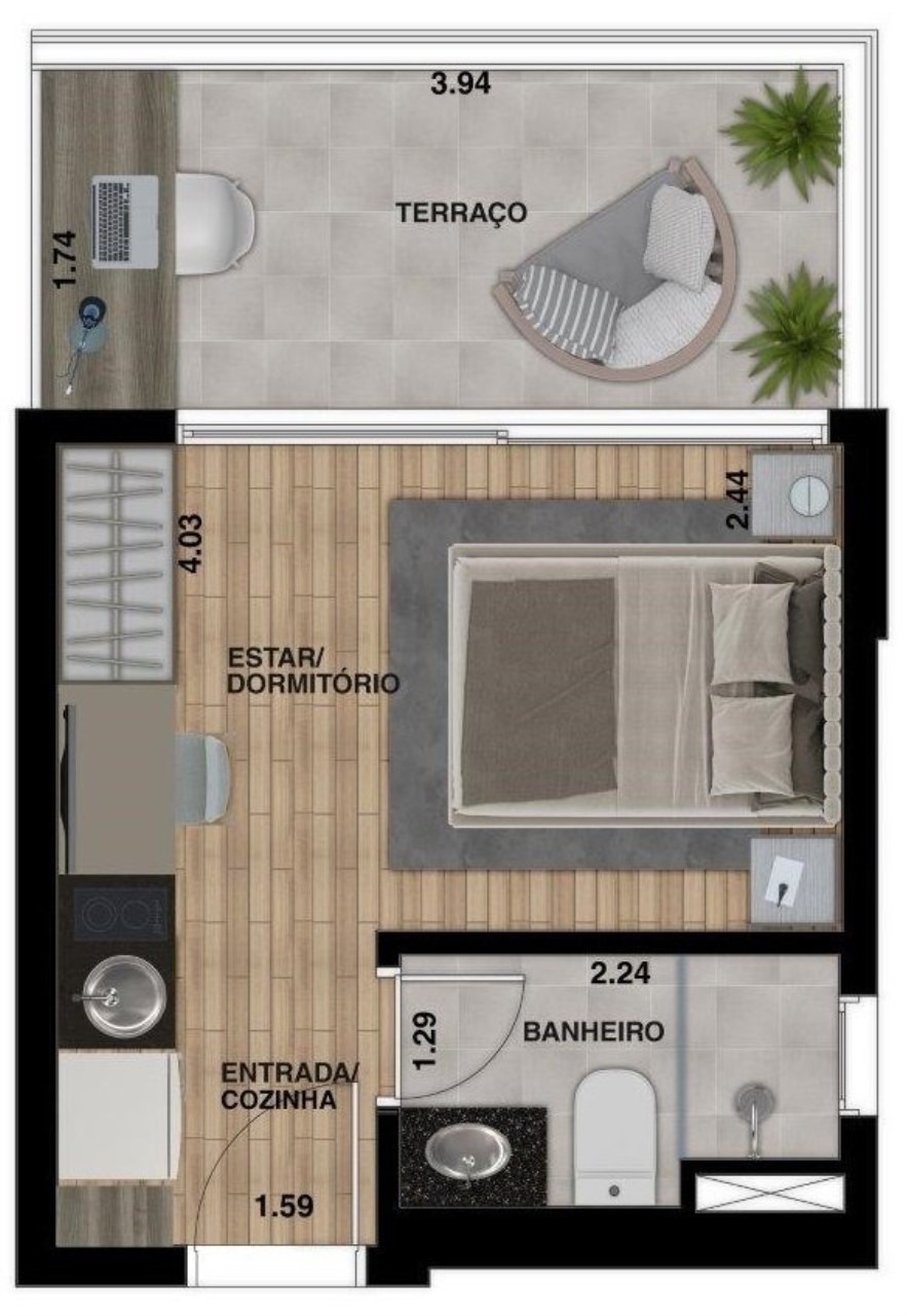 Apartamento à venda com 1 quarto, 26m² - Foto 10