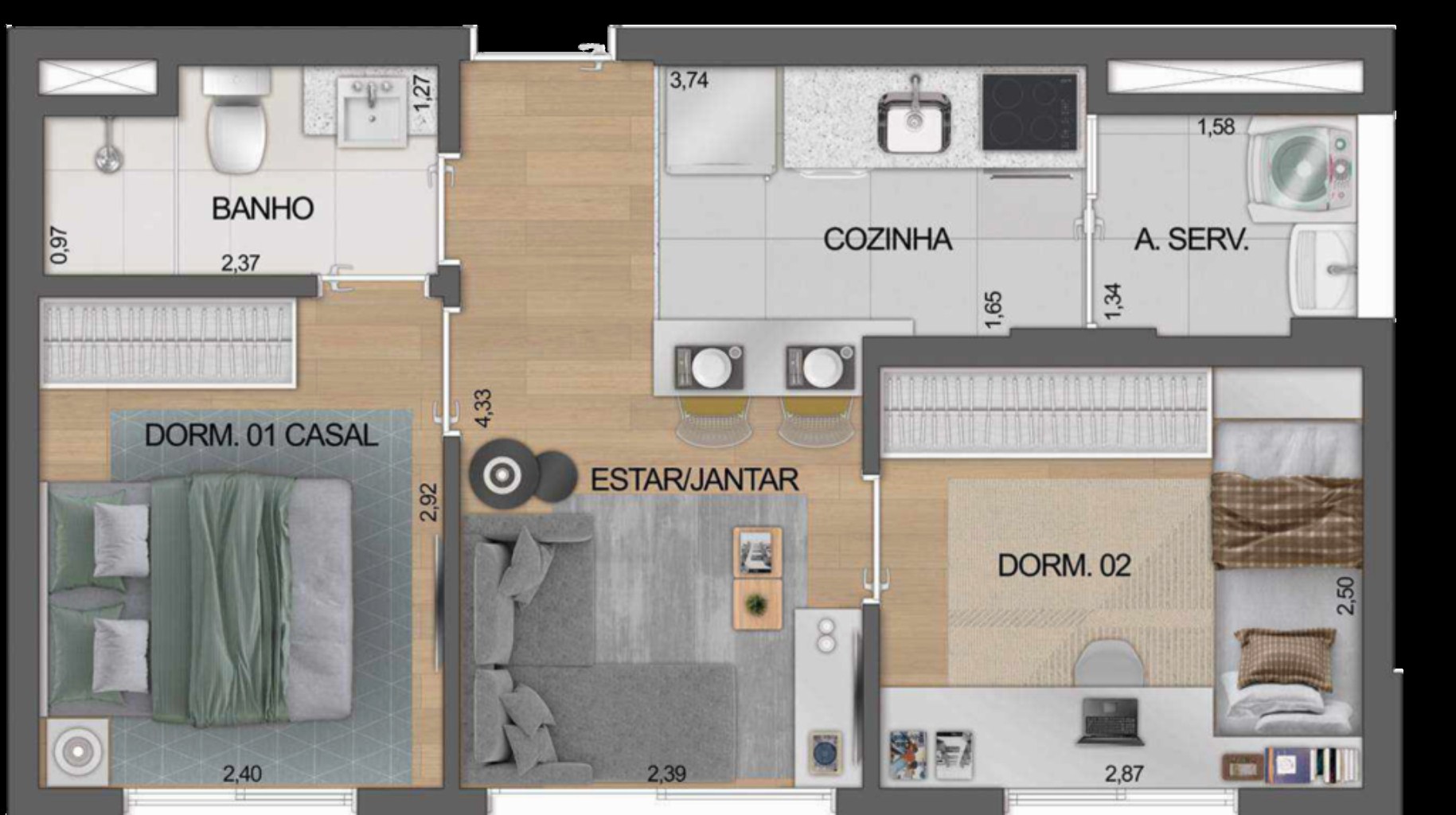 Apartamento à venda com 2 quartos, 39m² - Foto 15