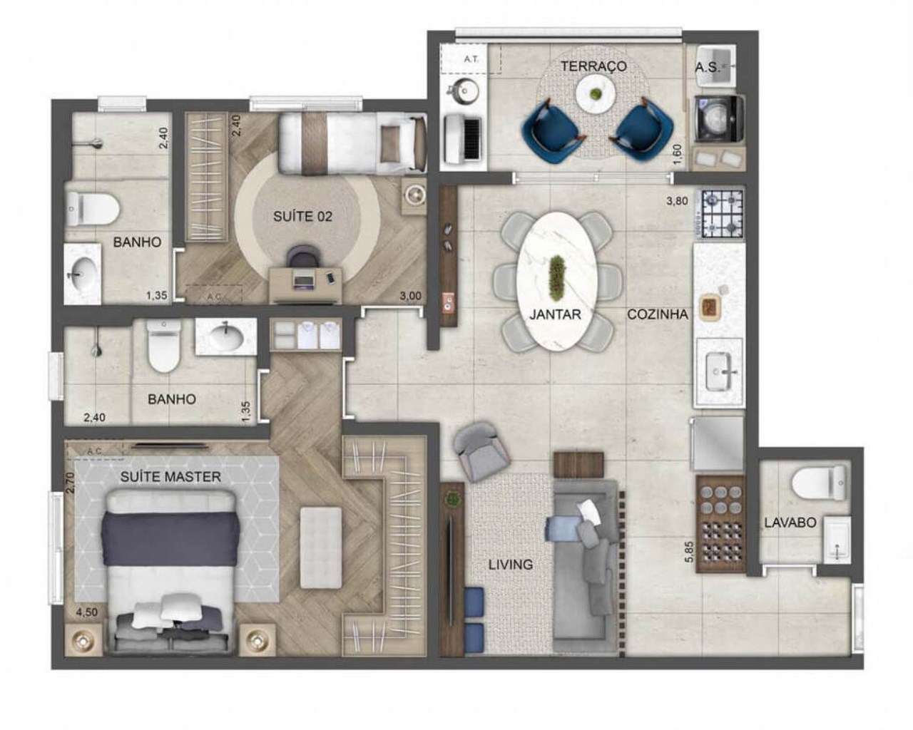 Apartamento à venda com 3 quartos, 171m² - Foto 7