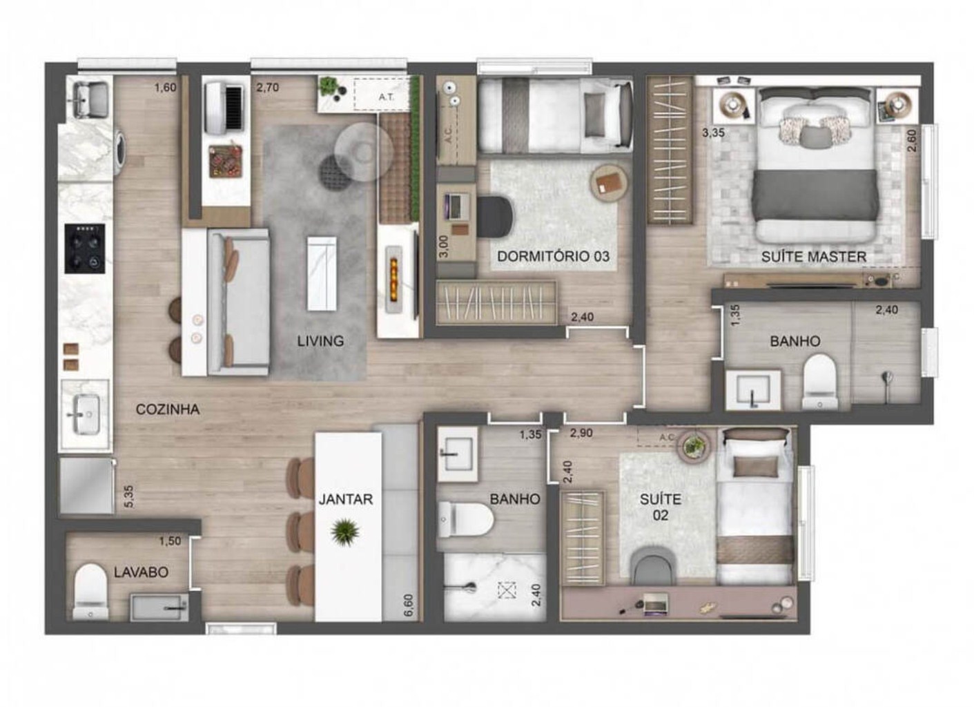 Apartamento à venda com 3 quartos, 171m² - Foto 6