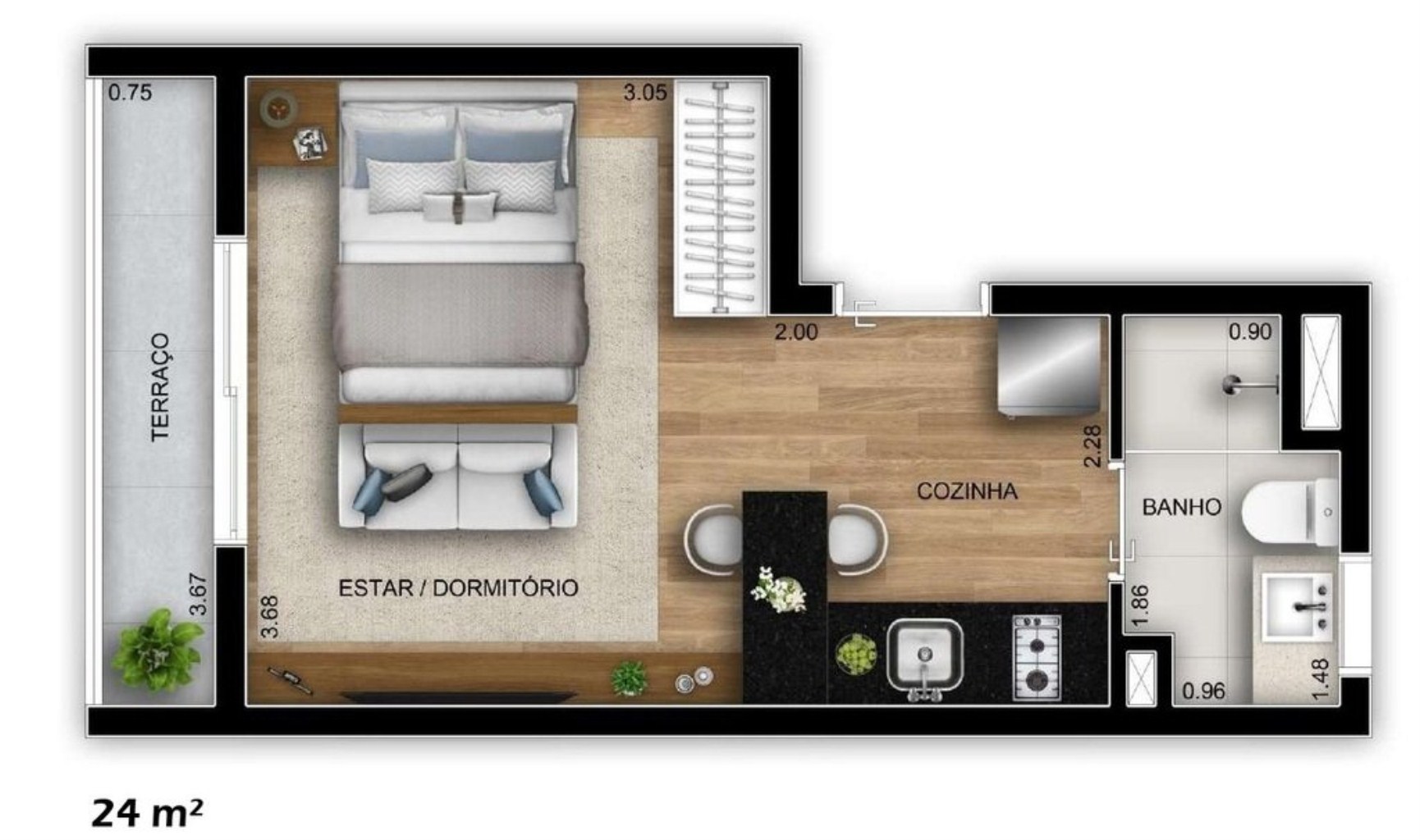 Apartamento à venda com 1 quarto, 24m² - Foto 11