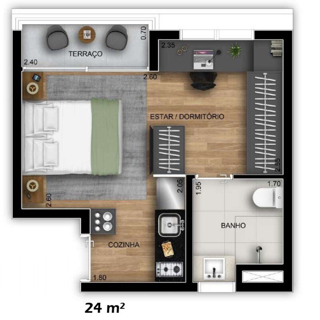 Apartamento à venda com 1 quarto, 24m² - Foto 9