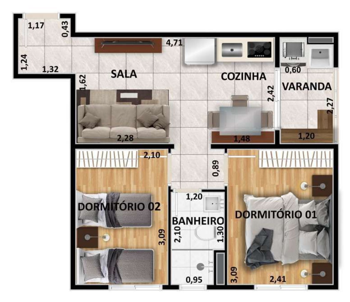 Apartamento à venda com 2 quartos, 61m² - Foto 19