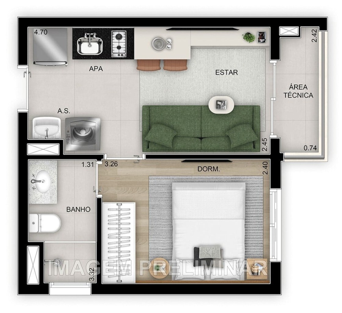 Apartamento à venda com 2 quartos, 29m² - Foto 5