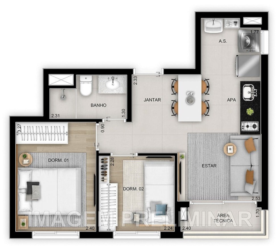 Apartamento à venda com 2 quartos, 29m² - Foto 6