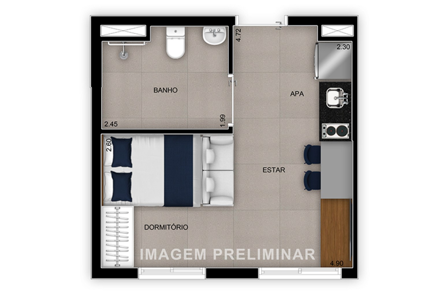 Apartamento à venda com 2 quartos, 38m² - Foto 8