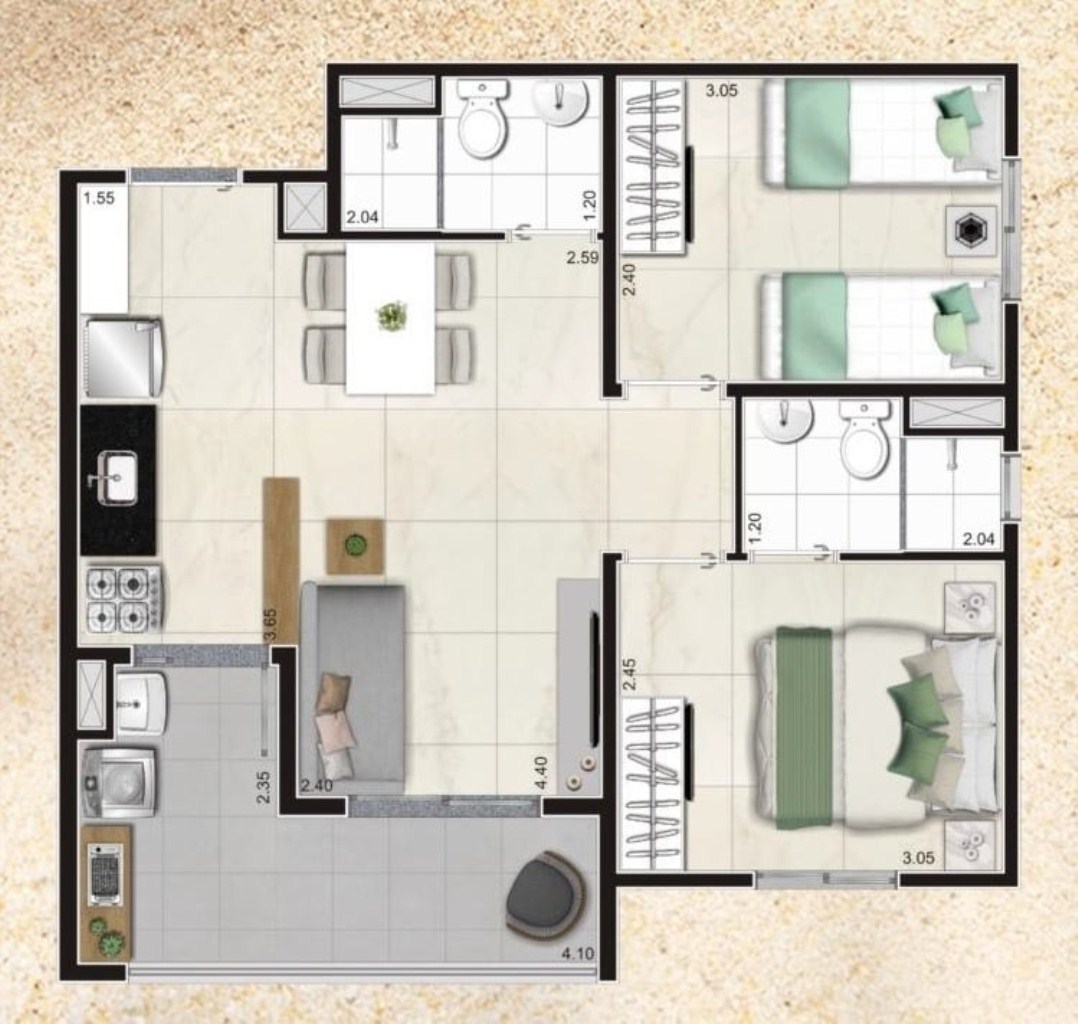 Apartamento à venda com 3 quartos, 60m² - Foto 35