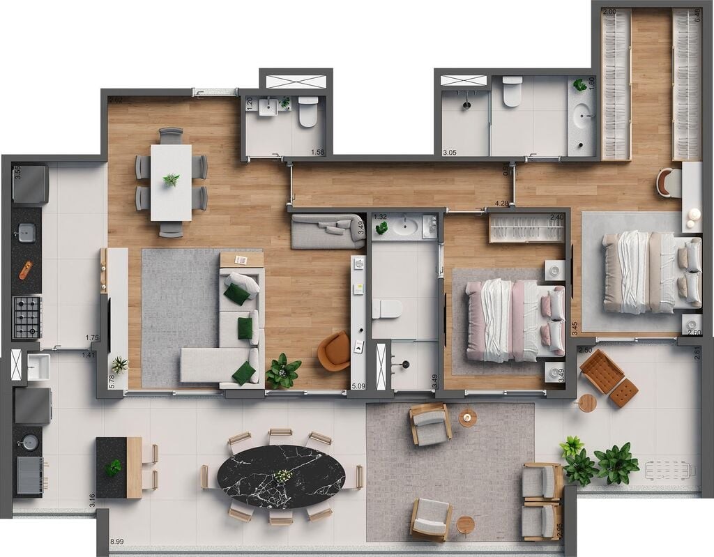 Apartamento à venda com 3 quartos, 137m² - Foto 2