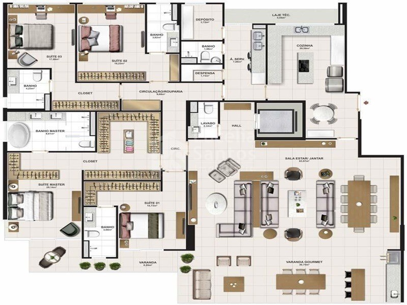 Apartamento à venda com 4 quartos, 279m² - Foto 4