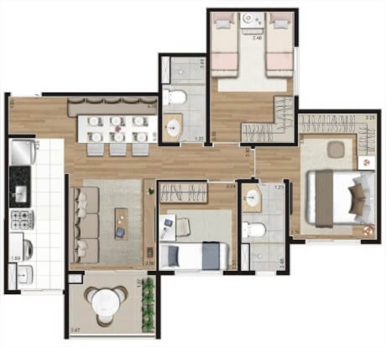 Apartamento à venda com 3 quartos, 68m² - Foto 1