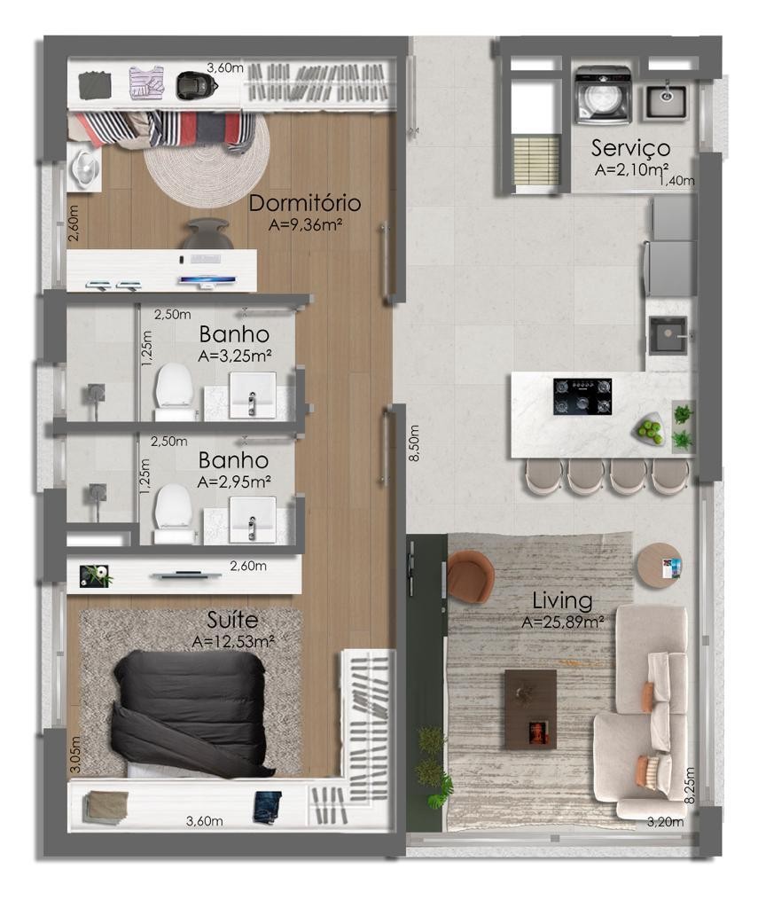 Apartamento à venda com 2 quartos, 65m² - Foto 3