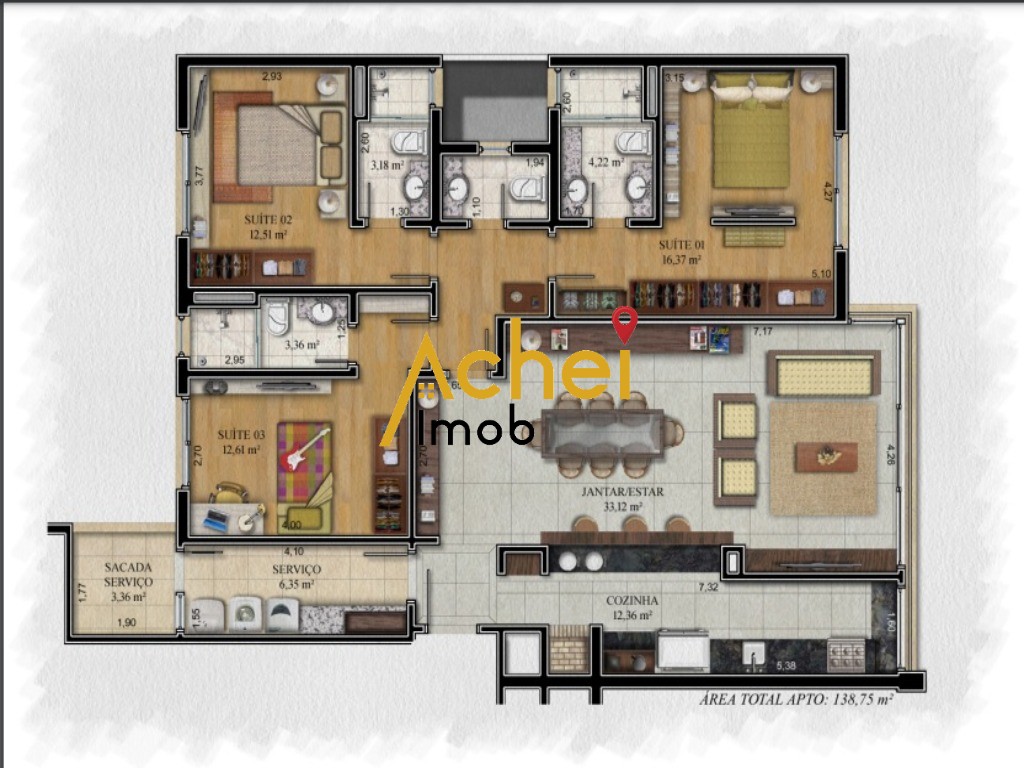 Apartamento à venda com 3 quartos, 137m² - Foto 6