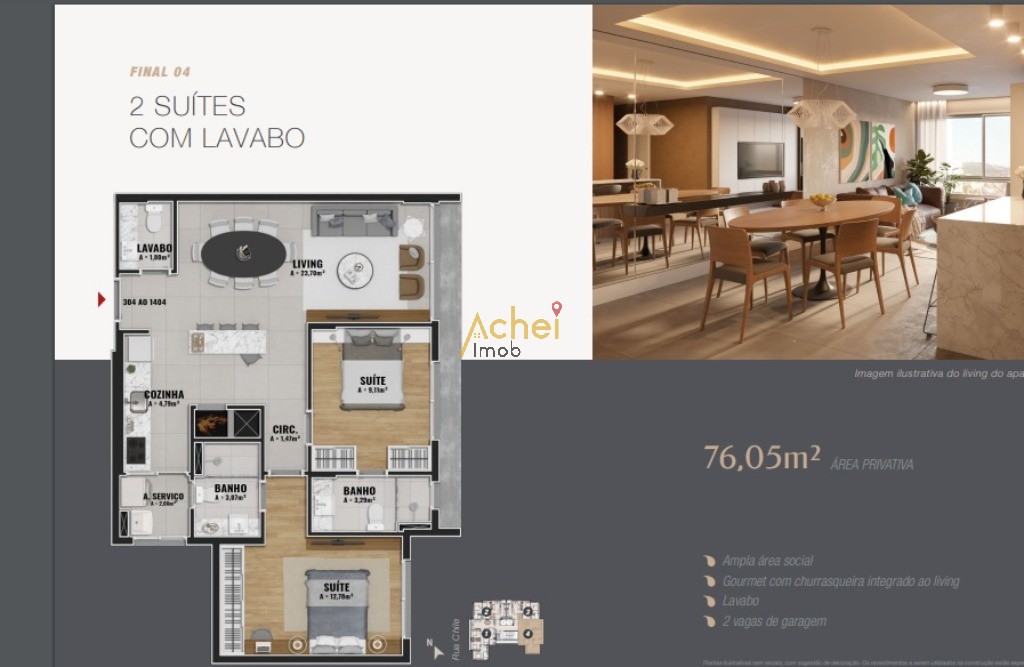 Apartamento à venda com 2 quartos, 76m² - Foto 4