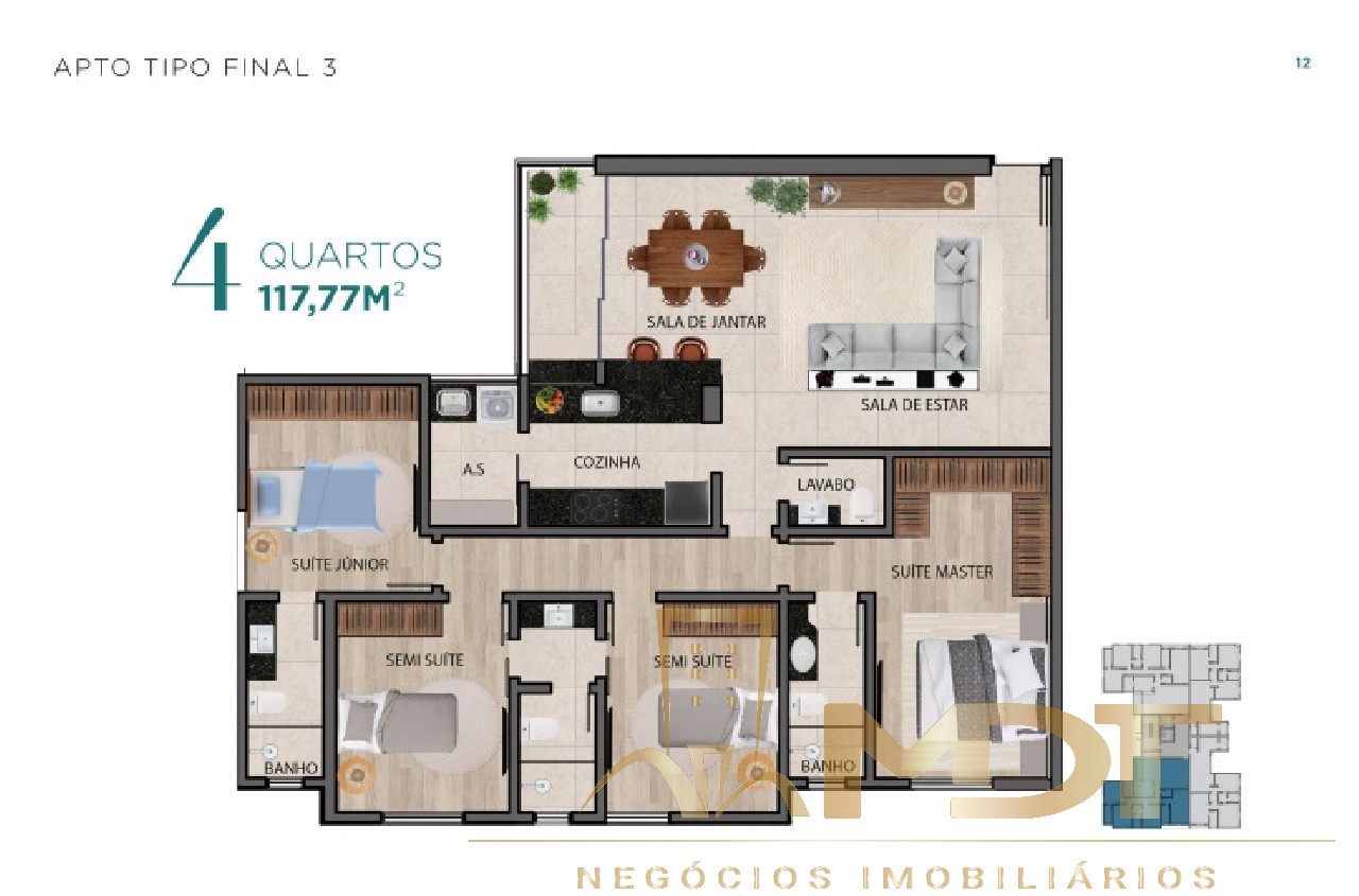 Apartamento à venda com 4 quartos, 117m² - Foto 4