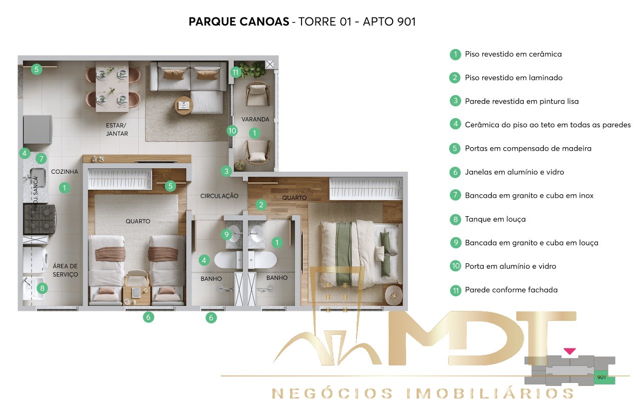 Apartamento à venda com 2 quartos, 42m² - Foto 2