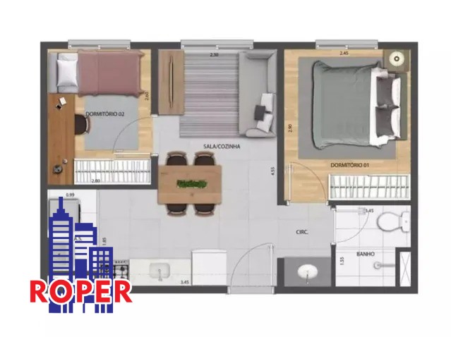 Apartamento à venda com 2 quartos, 35m² - Foto 6