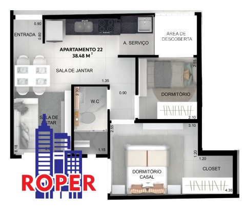 Apartamento à venda com 2 quartos, 39m² - Foto 11