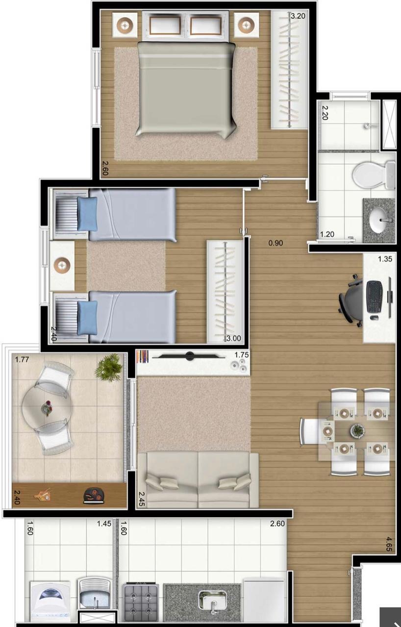 Apartamento à venda com 2 quartos, 52m² - Foto 3