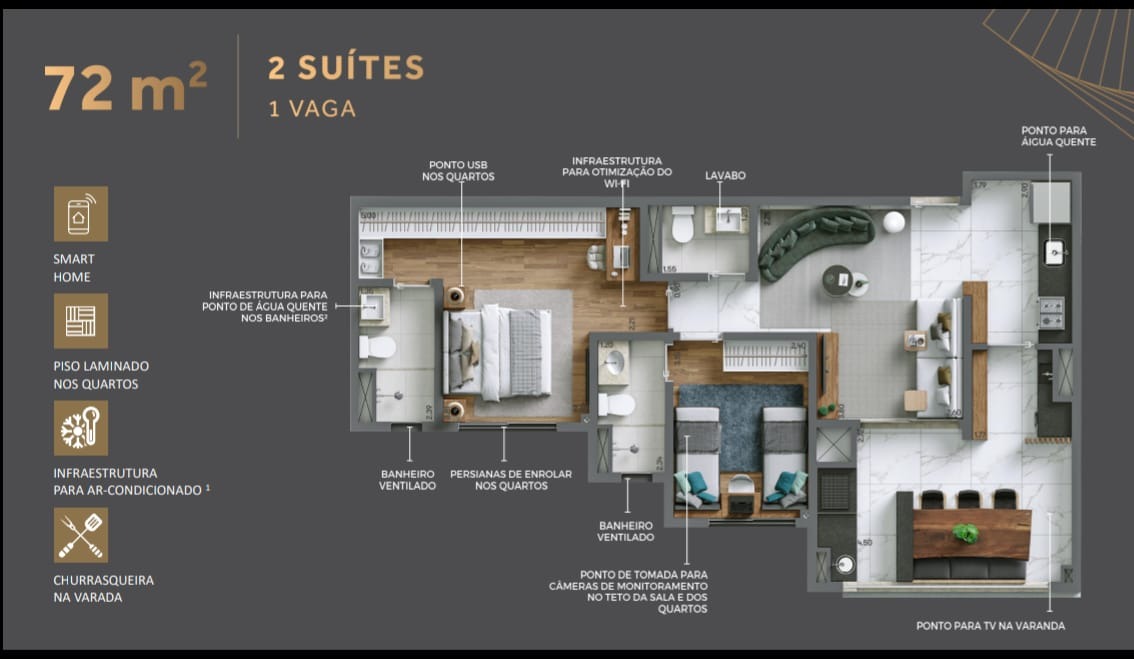 Apartamento à venda com 2 quartos, 72m² - Foto 2