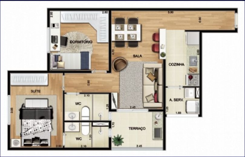 Apartamento à venda com 2 quartos, 56m² - Foto 2