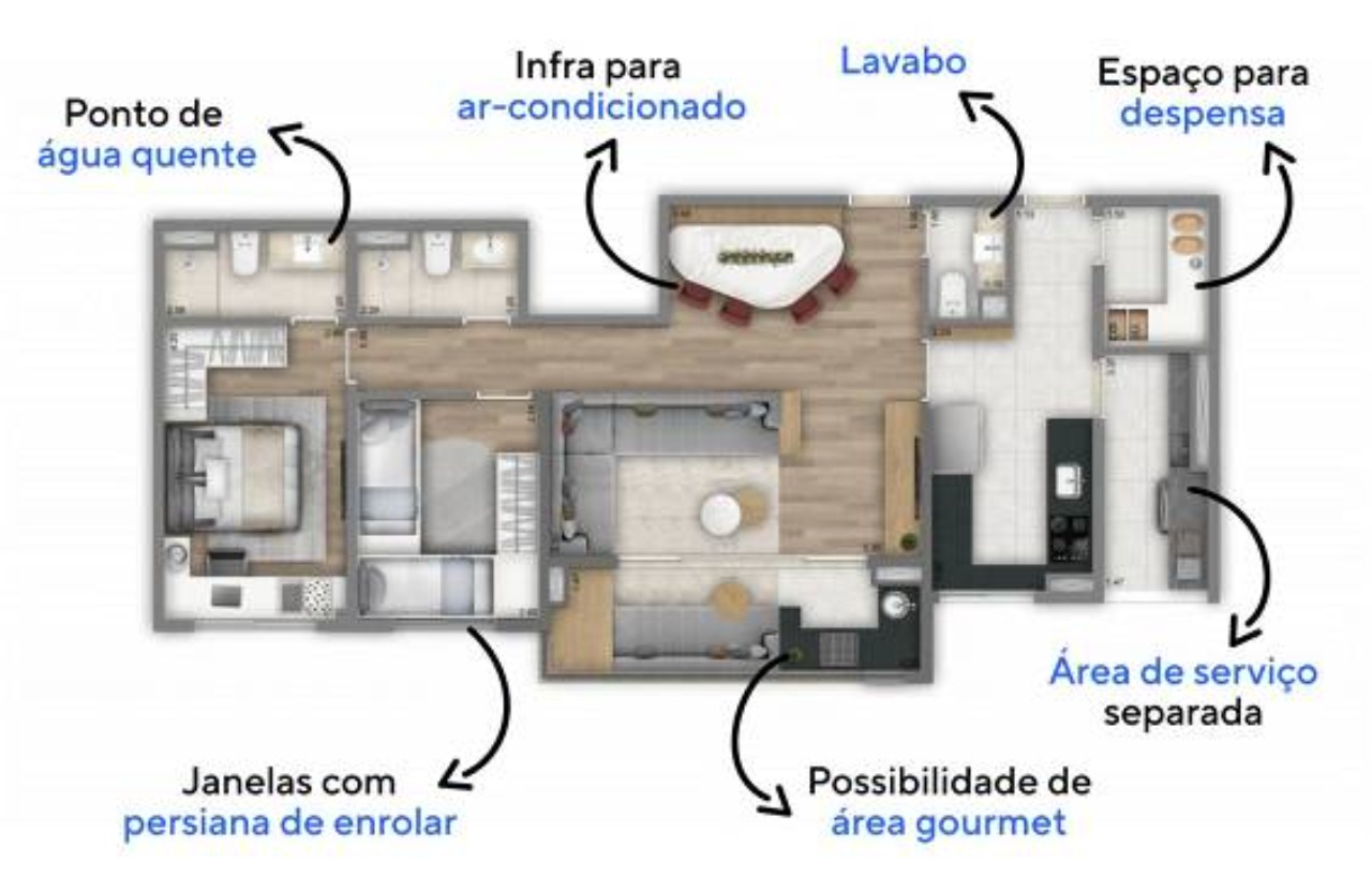 Apartamento à venda com 3 quartos, 90m² - Foto 3