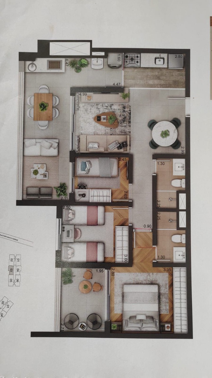 Apartamento à venda com 3 quartos, 91m² - Foto 2