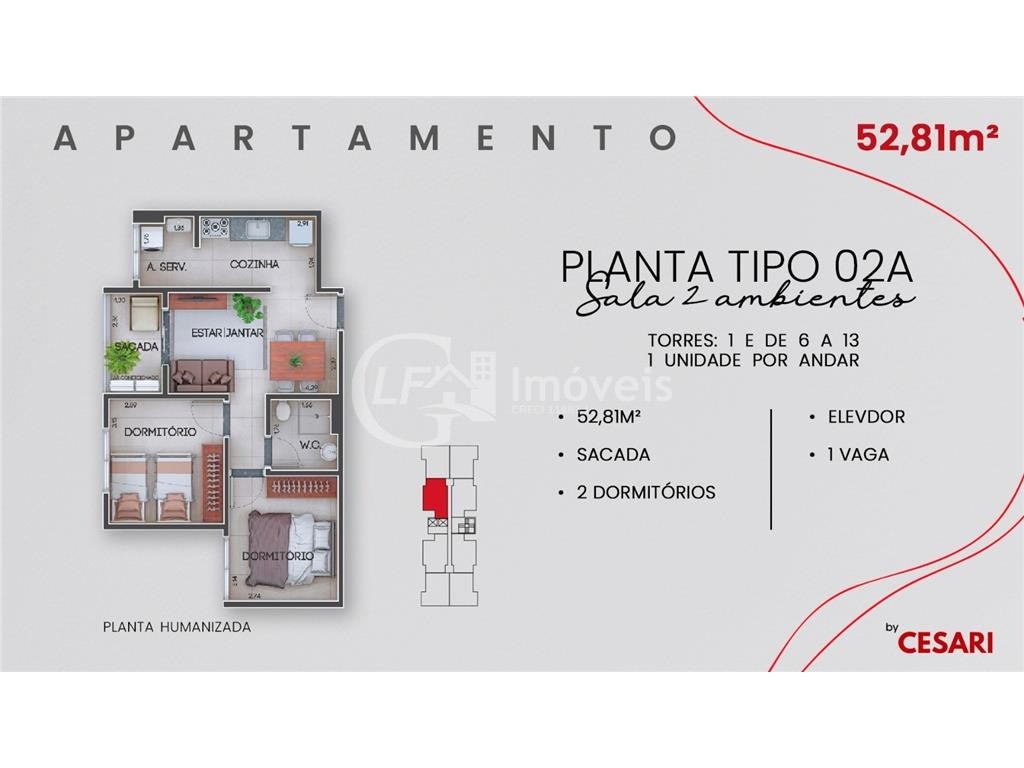 Apartamento à venda com 2 quartos, 53m² - Foto 8