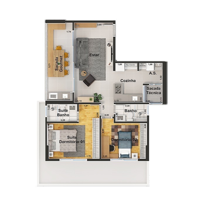 Apartamento à venda com 2 quartos, 78m² - Foto 6