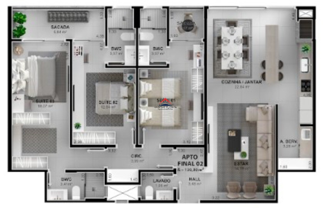 Apartamento à venda com 3 quartos, 134m² - Foto 9