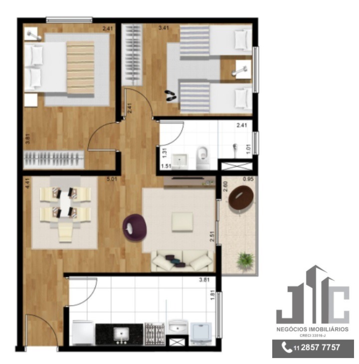 Apartamento à venda com 2 quartos, 51m² - Foto 7