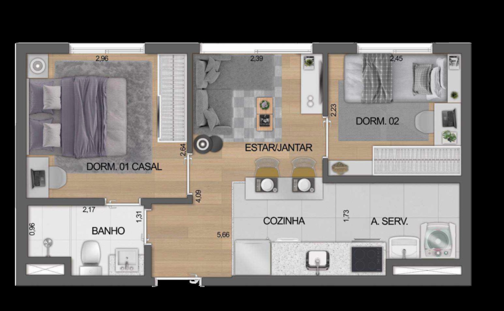 Apartamento, 2 quartos, 38 m² - Foto 14