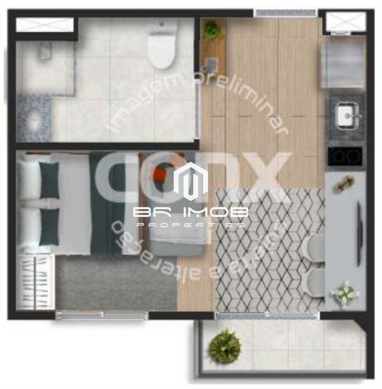 Apartamento à venda com 1 quarto, 28m² - Foto 3