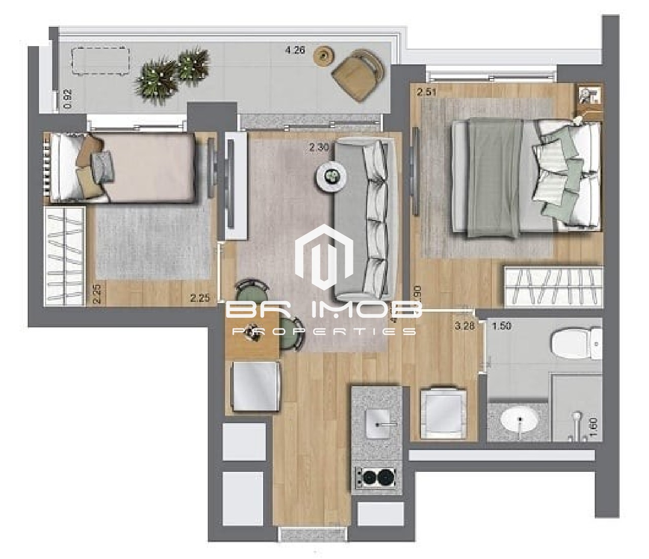 Apartamento à venda com 2 quartos, 37m² - Foto 2