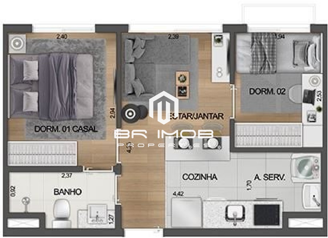 Apartamento à venda com 2 quartos, 33m² - Foto 4