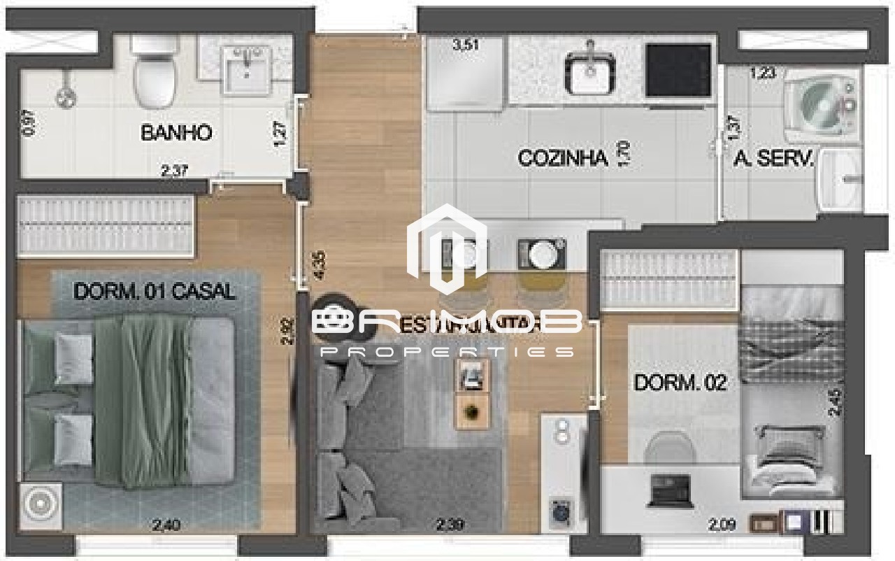 Apartamento à venda com 2 quartos, 33m² - Foto 5