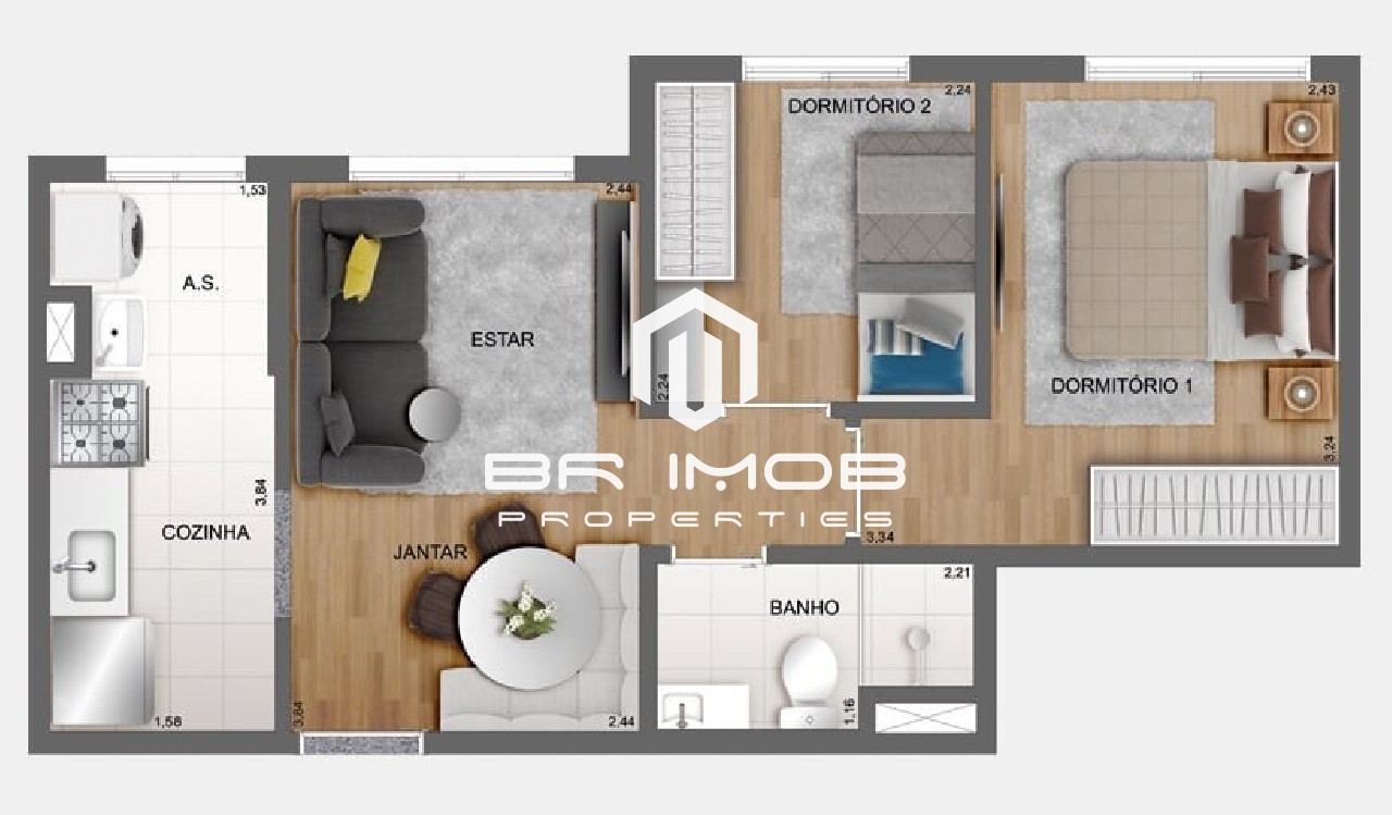 Apartamento à venda com 2 quartos, 38m² - Foto 4