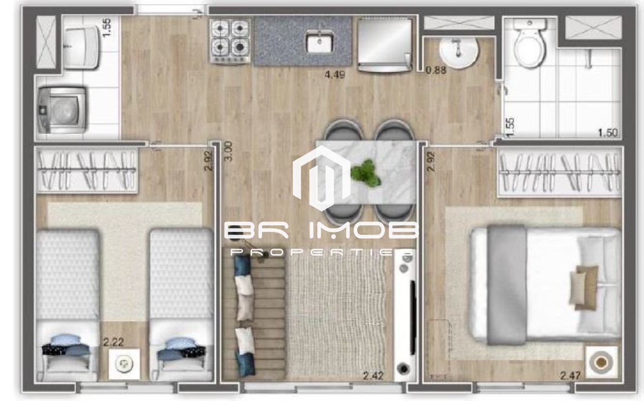 Apartamento à venda com 2 quartos, 39m² - Foto 2