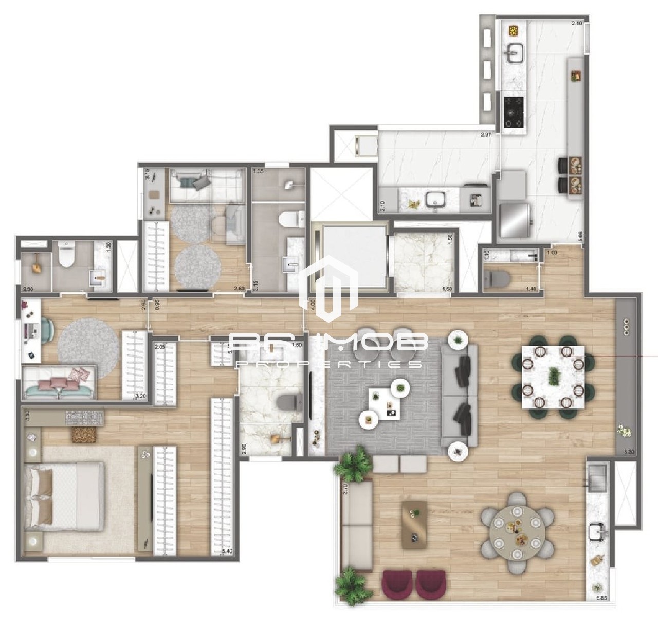 Apartamento à venda com 3 quartos, 155m² - Foto 2