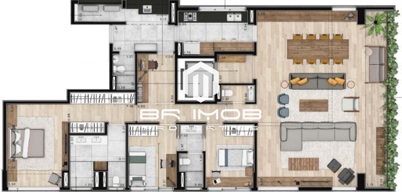 Apartamento à venda com 3 quartos, 196m² - Foto 3