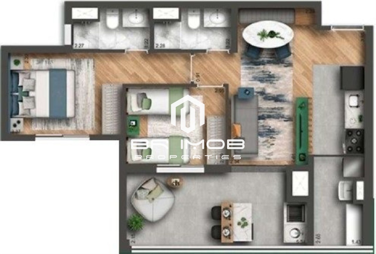 Apartamento à venda com 2 quartos, 63m² - Foto 3