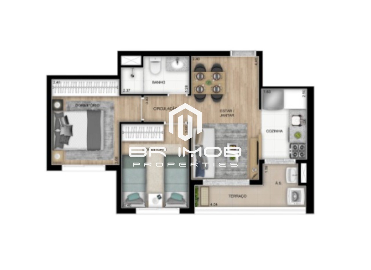 Apartamento à venda com 2 quartos, 47m² - Foto 2